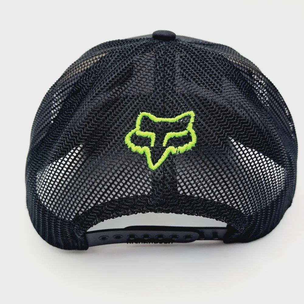 Richardson 112 Moster Energy Fox Youth Trucker Mesh Snapback Cap Hat Black
